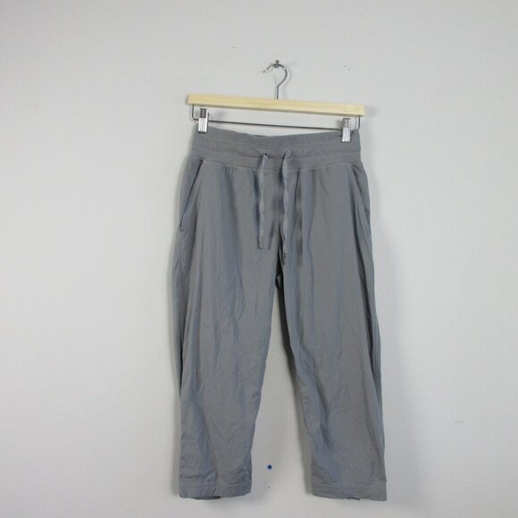 Lululemon Dance Studio Crop II Women 4 Grey Drawstring Performance Quick Dry 182 - Picture 1 of 11